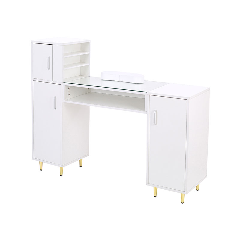 HZ2024BK / HZ2024W Manicuretafel met glazen blad en nageltechnisch bureau