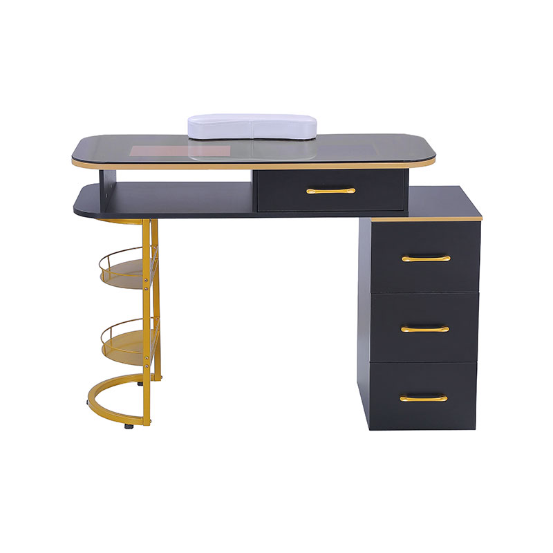 HZ2055 / HZ2055B Nagelbureau voor manicuretafel met glazen blad, 4 laden en opbergplanken met 2 niveaus