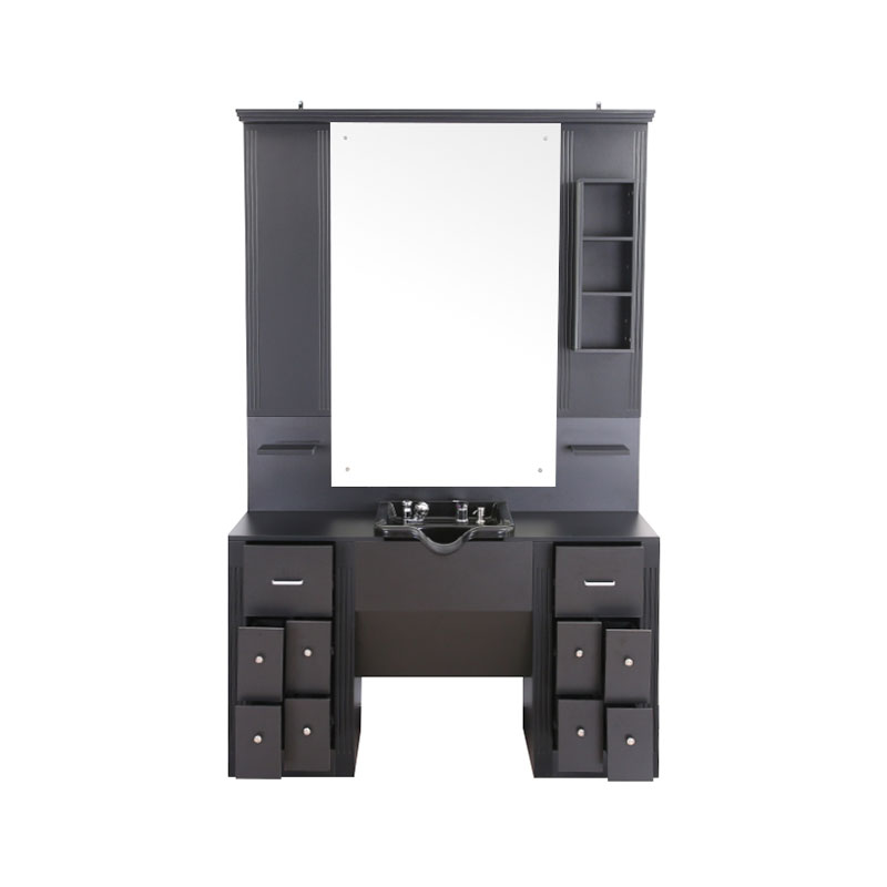 HZ2039 Zwarte grote make-up wastafel met lichte kasten
