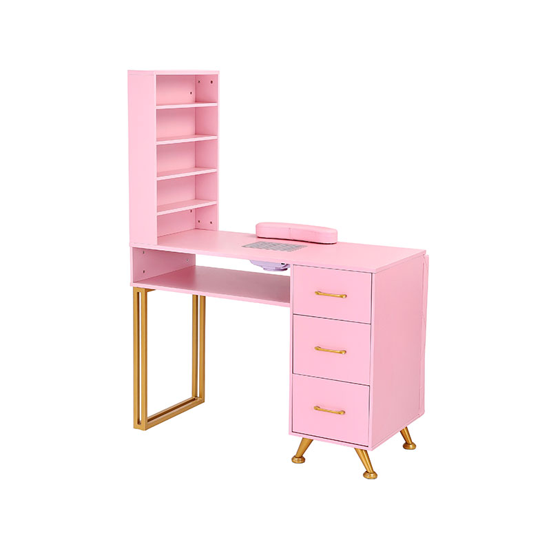 HZ2066 Roze en goud manicure tafelspijkerbureau met elektrische stofafscheider