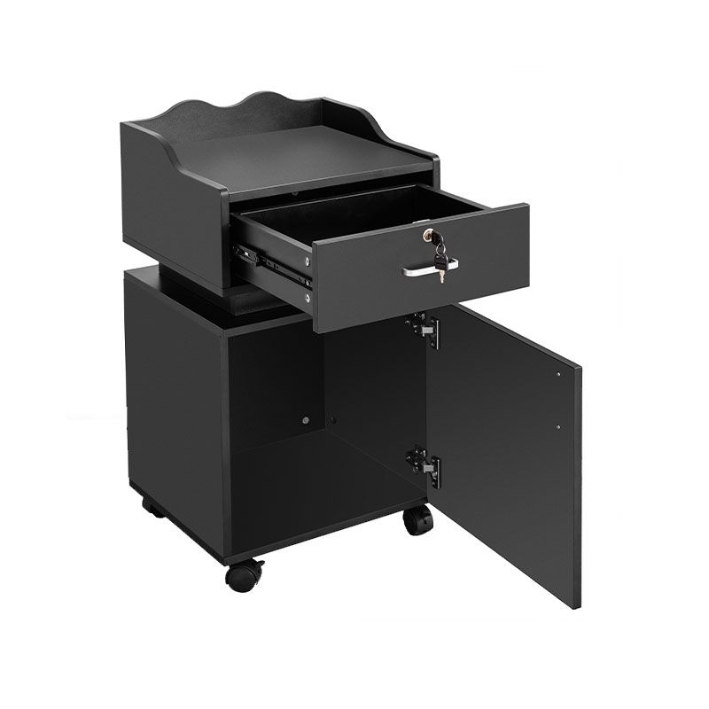 HZ2021 Zwarte salonstation opbergkast met wielen