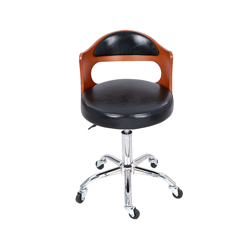 HZ8828 Zwarte zitting met draaibare salonkruk met houten rugleuning