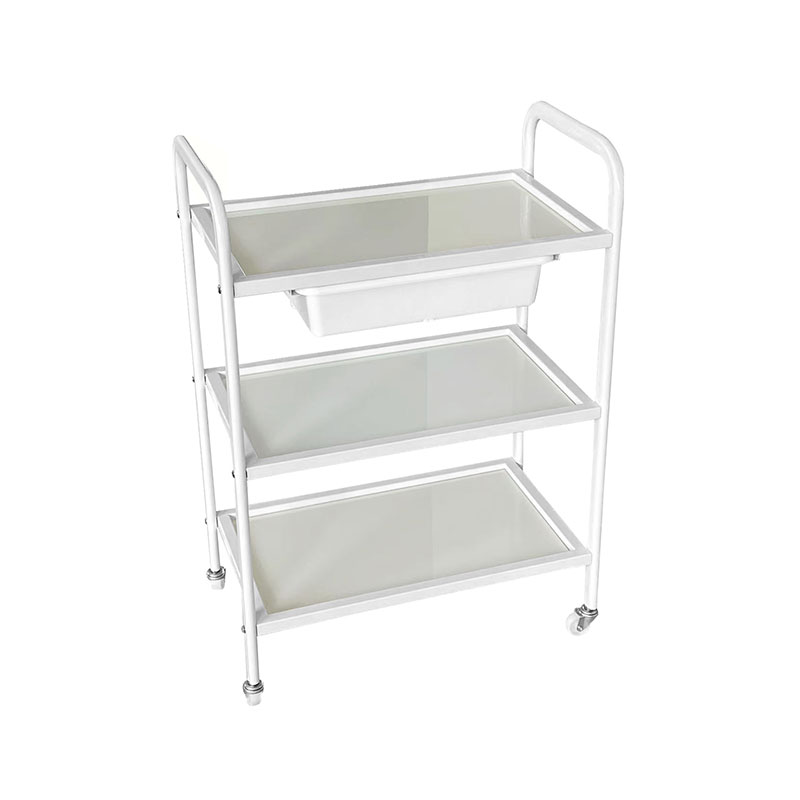 HZ2002BZ / HZ2002Z Rollende salonwagen, glazen bakje en metalen frame