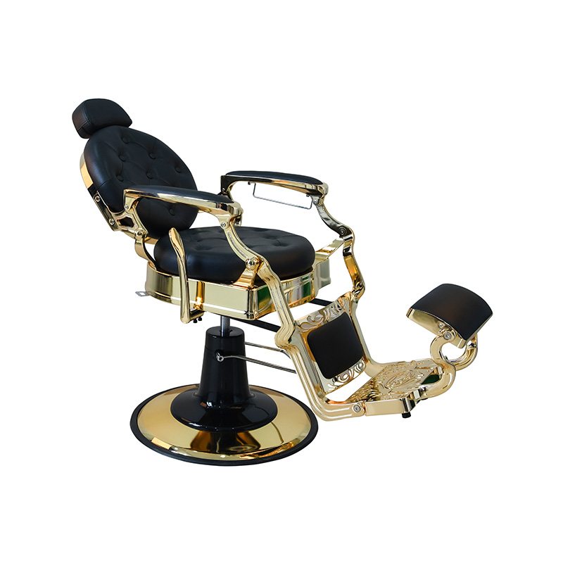 HZ8799AGD Zwart vergulde vintage kappersstoel