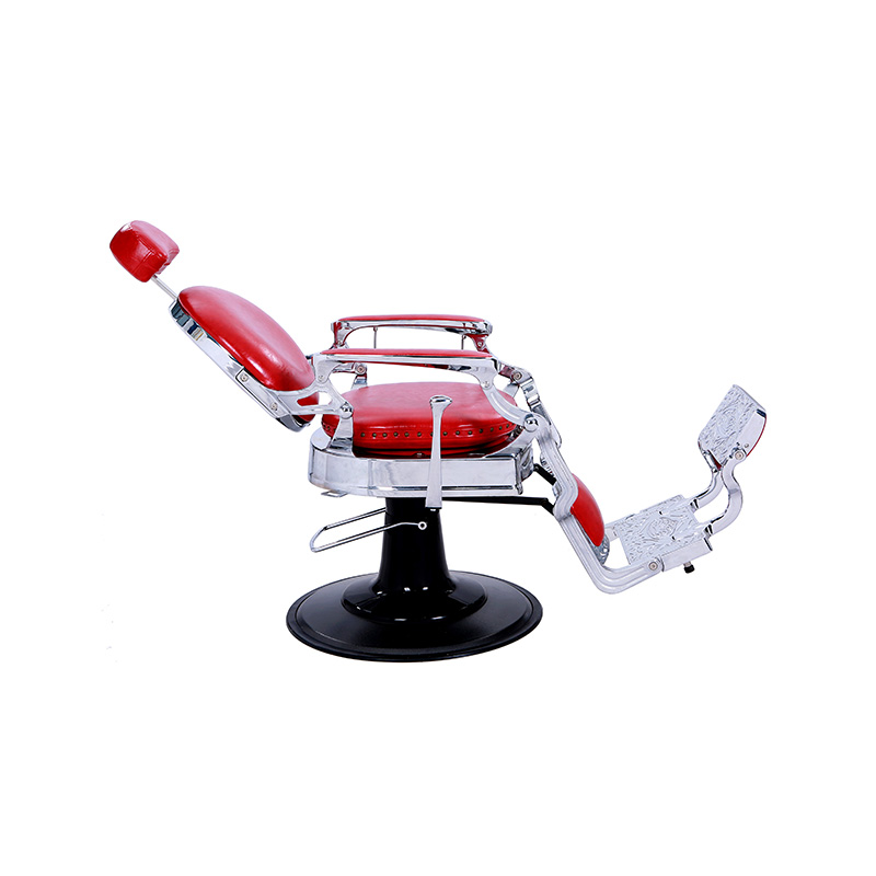 HZ8799DR Rood glanzend zilveren frame kappersstoel