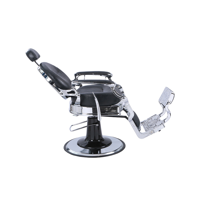 HZ8799C Zwarte klassieke retro ligstoel met verdikt vierkant kussen en verticaal patroon