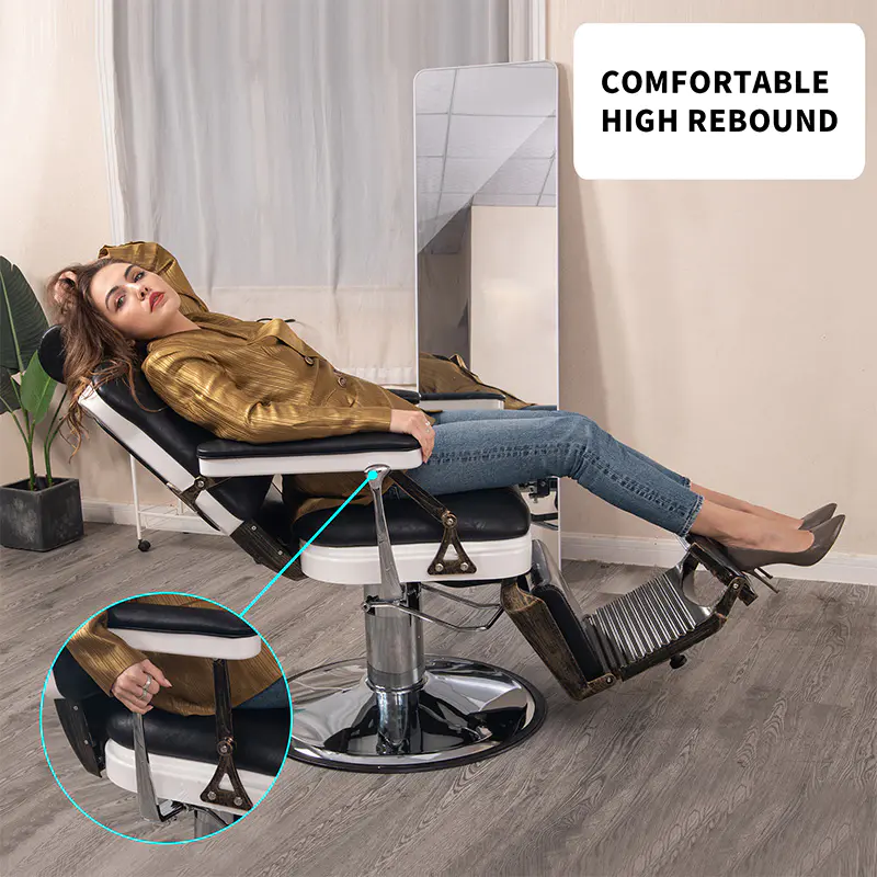 HZ8753BK / HZ8753GR / HZ8753RD Zwarte vintage Lincoln kappersstoel