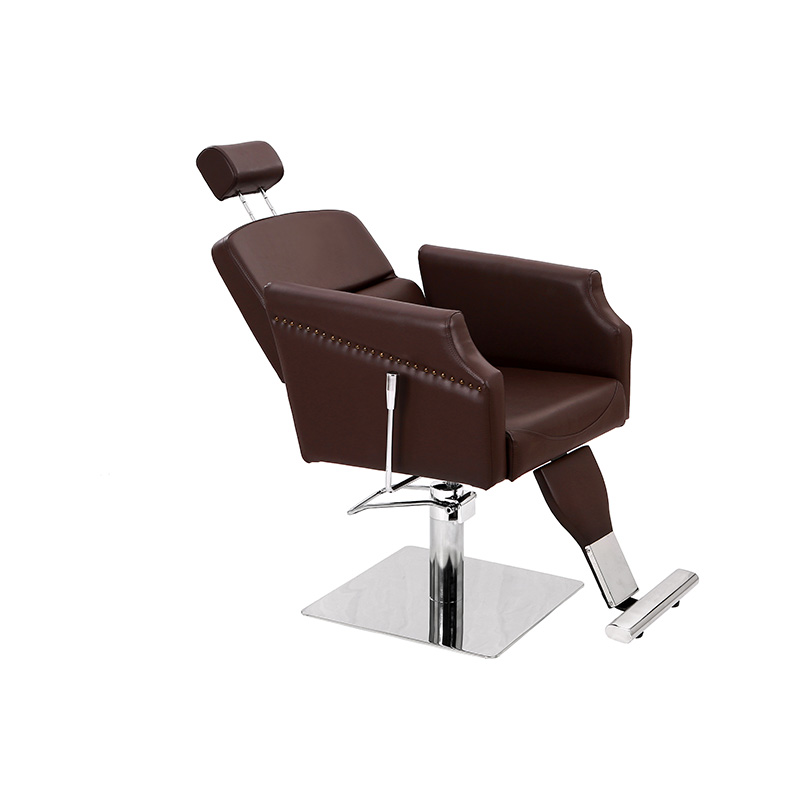 HZ87111C Bruine klassieke leren fauteuil kappersstoel antieke salonstoel