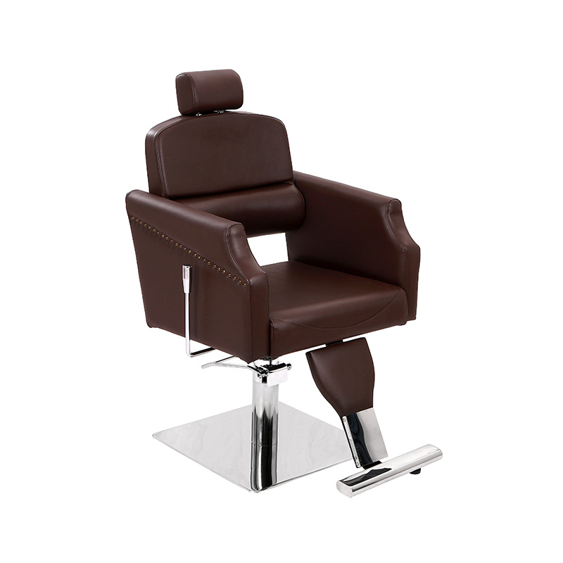 HZ87111C Bruine klassieke leren fauteuil kappersstoel antieke salonstoel