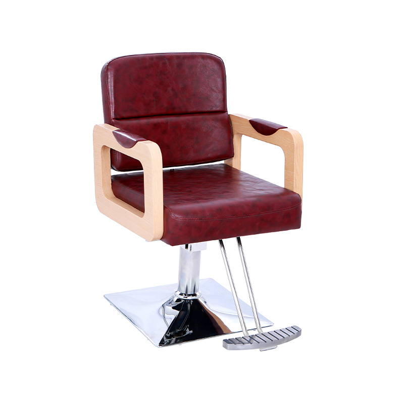 HZ87131 Varkensvlees live kleur lederen salonstoel met houten armleuning