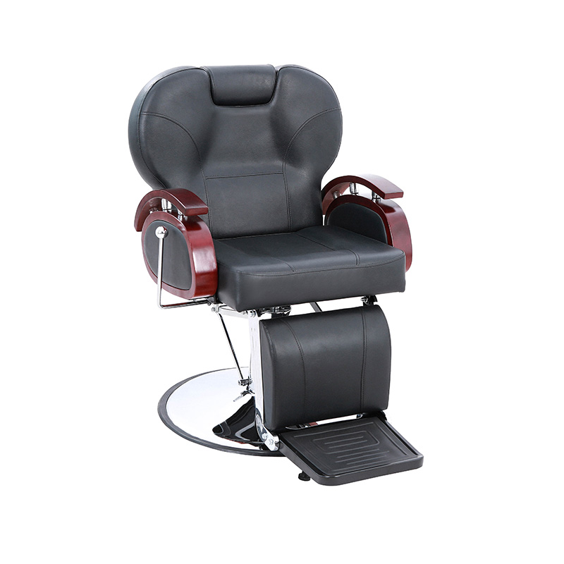 HZ8705B Zwart met houten leuning, hydraulisch verstelbare kappersstoel
