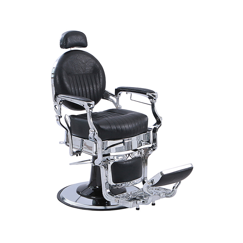 HZ8799C Zwarte klassieke retro ligstoel met verdikt vierkant kussen en verticaal patroon